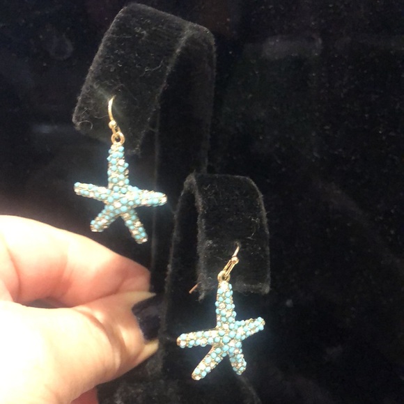 Turquoise & Cubic Zirconia Starfish Earrings-Boutique - Picture 7 of 8